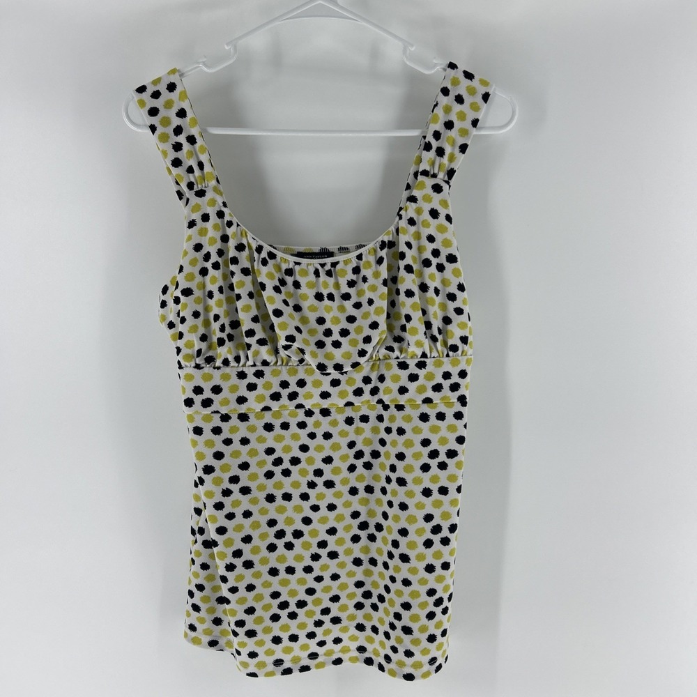 Ann Taylor Top Women's Medium White Yellow Black Dressy Base Layer Officewear